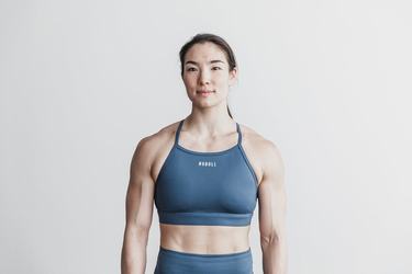 Nobull High-Neck Matte Women's Sports Bras Blue | Australia (OE7038)